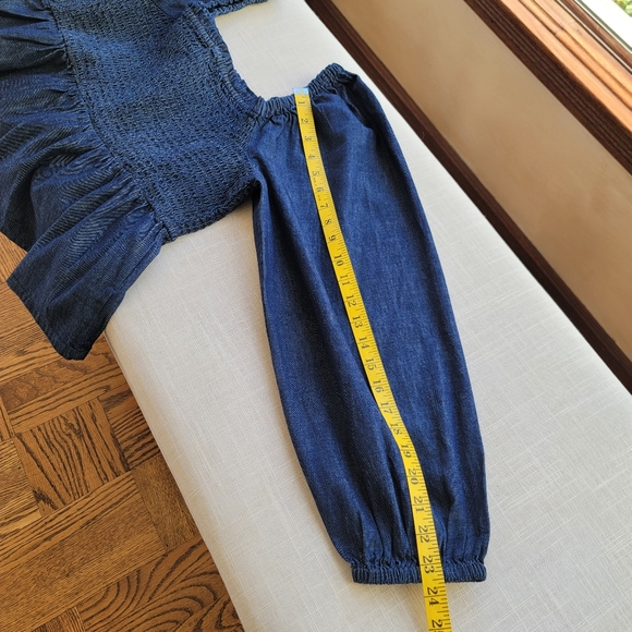 New! J. Crew sz XL X-Large Denim Chambray Smocked Puff Long Sleeve Top NWT - Picture 12 of 13